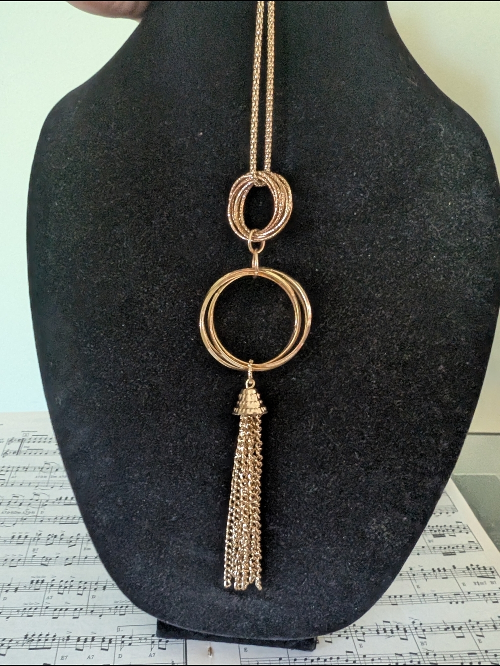 Gold Circle Tassel Pendant Necklace - Women Jewelry